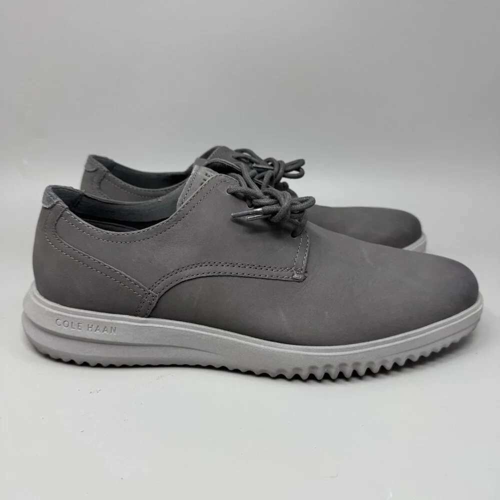 Cole Haan Grand+ Plain Toe  Nubuck Gray Casual Dress Shoes Mens 10.5